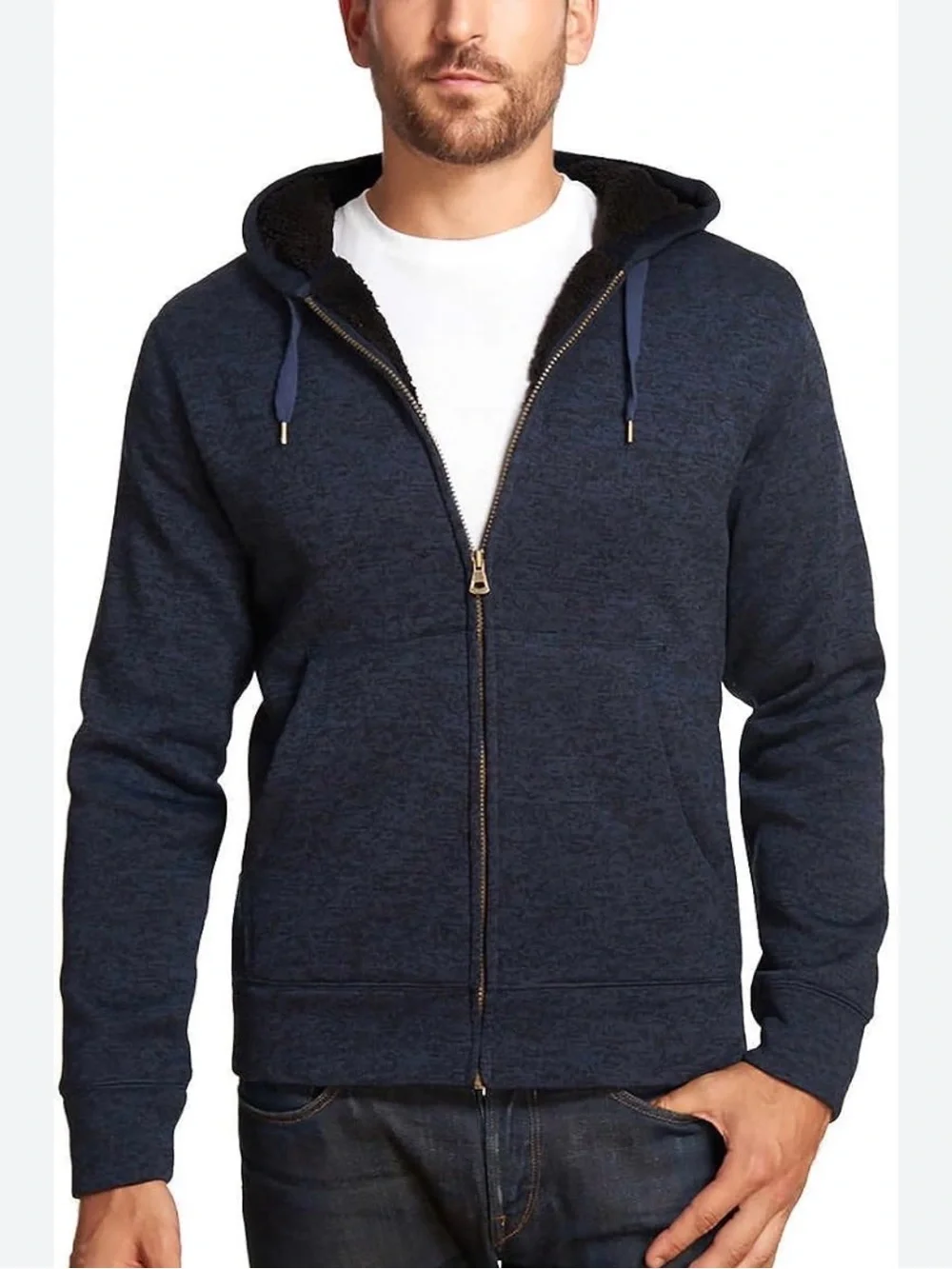 Men's Navy Zip-Up Hooded Sweater
